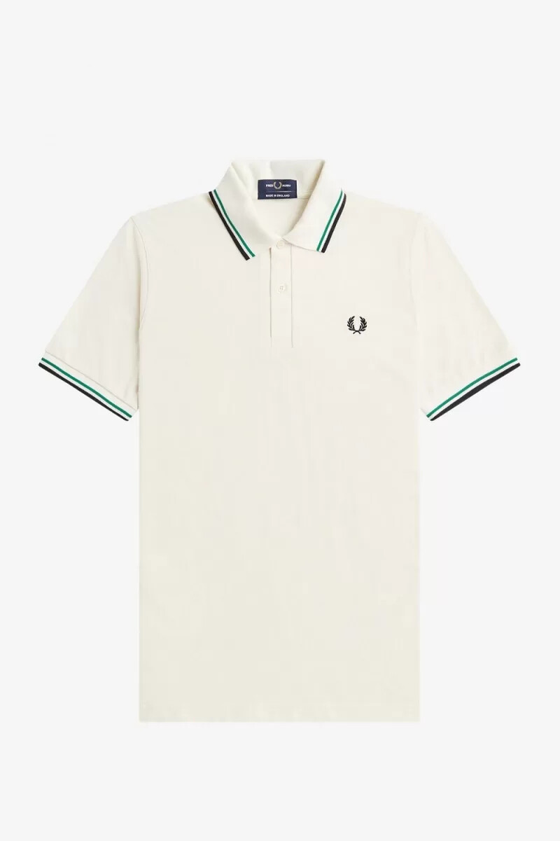 fred perry m12 herrenhemd hellbeige grün schwarz