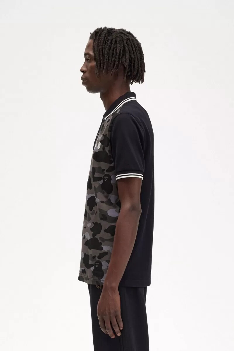 fred perry camouflage herrenhemd schwarz