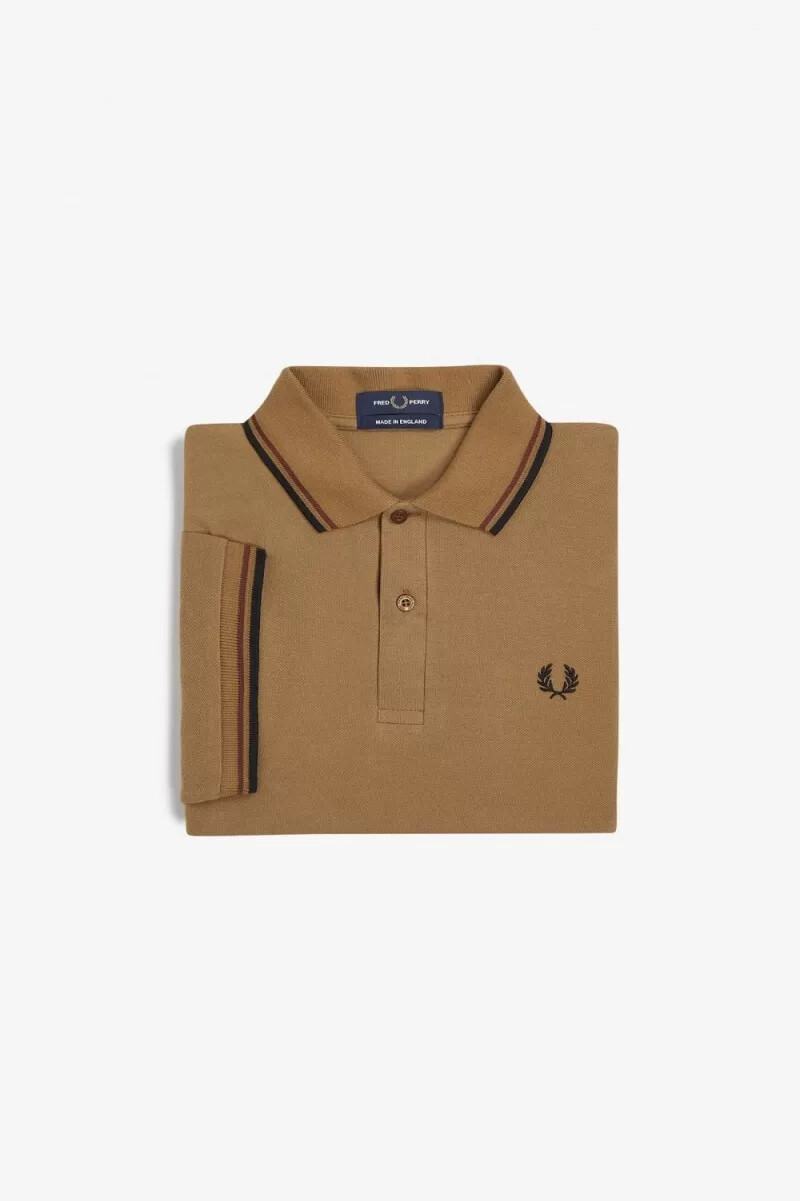 fred perry m12 herrenhemd dunkelbraun whiskybraun schwarz