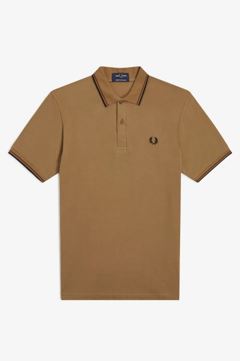 fred perry m12 herrenhemd dunkelbraun whiskybraun schwarz