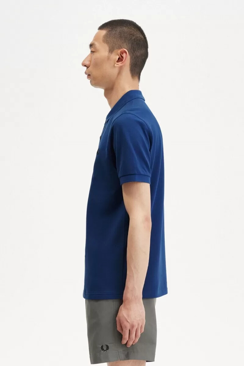 fred perry m6000 herrenhemd schattiertes kobaltblau