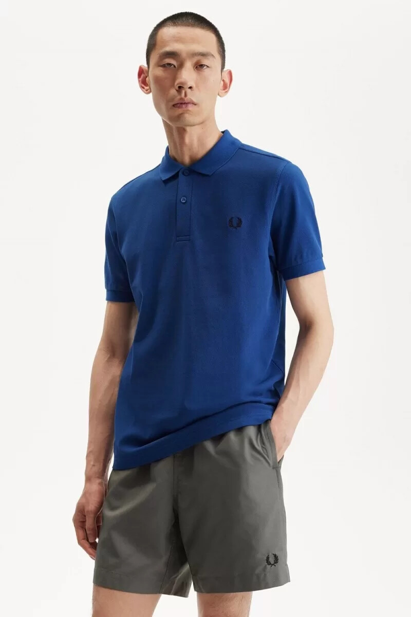 fred perry m6000 herrenhemd schattiertes kobaltblau