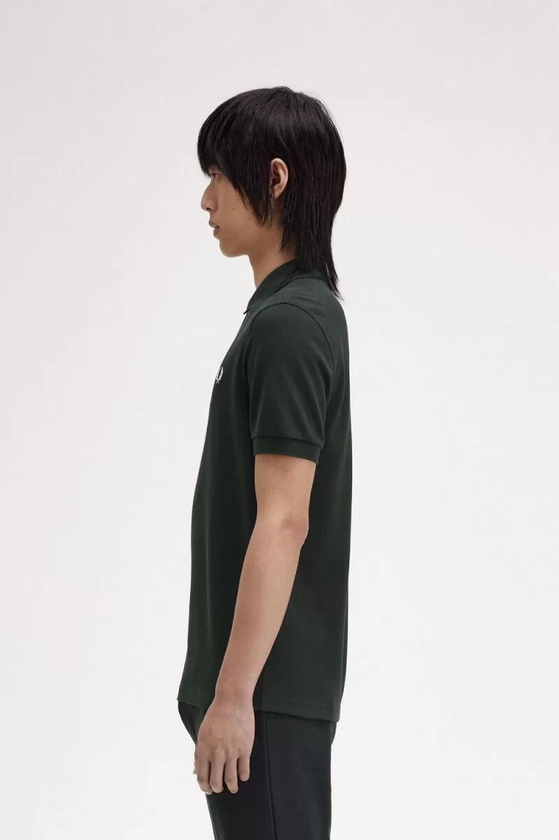 fred perry m6000 herrenhemd nachtgrün schneeweiß