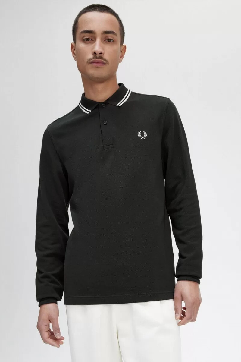 fred perry m3636 herrenhemd nachtgrün schneeweiß