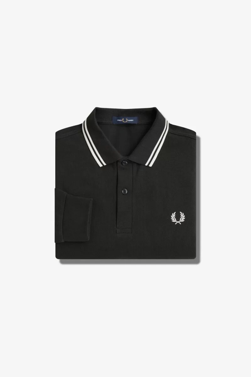 fred perry m3636 herrenhemd nachtgrün schneeweiß