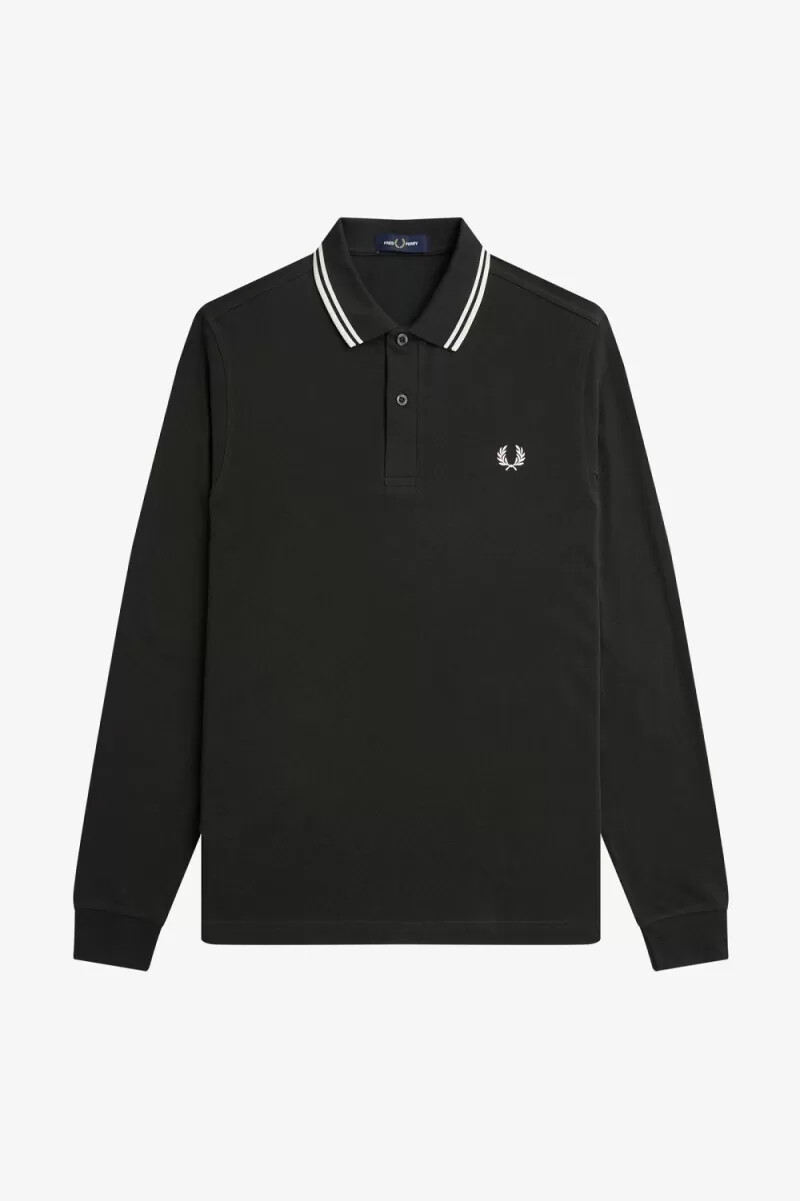 fred perry m3636 herrenhemd nachtgrün schneeweiß