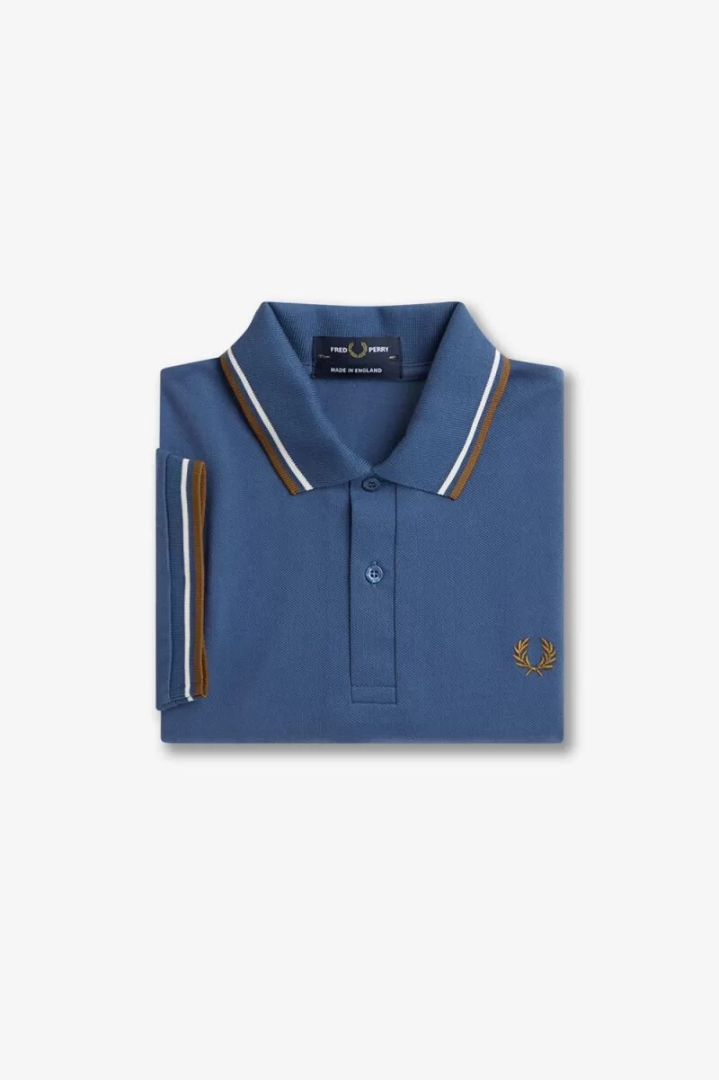 fred perry m12 herrenhemd mitternachtsblau beige dunkelbraun