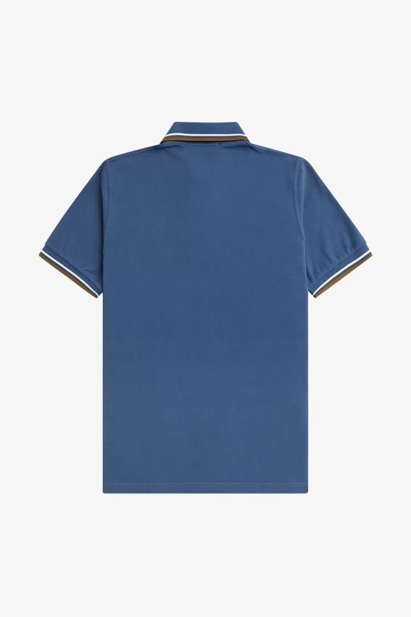 fred perry m12 herrenhemd mitternachtsblau beige dunkelbraun