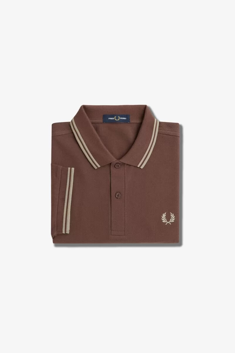 fred perry m3600 herrenhemd dunkelrot warmgrau