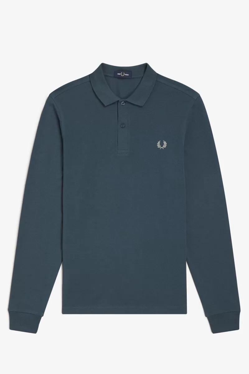 fred perry m6006 herrenhemd petrolblau