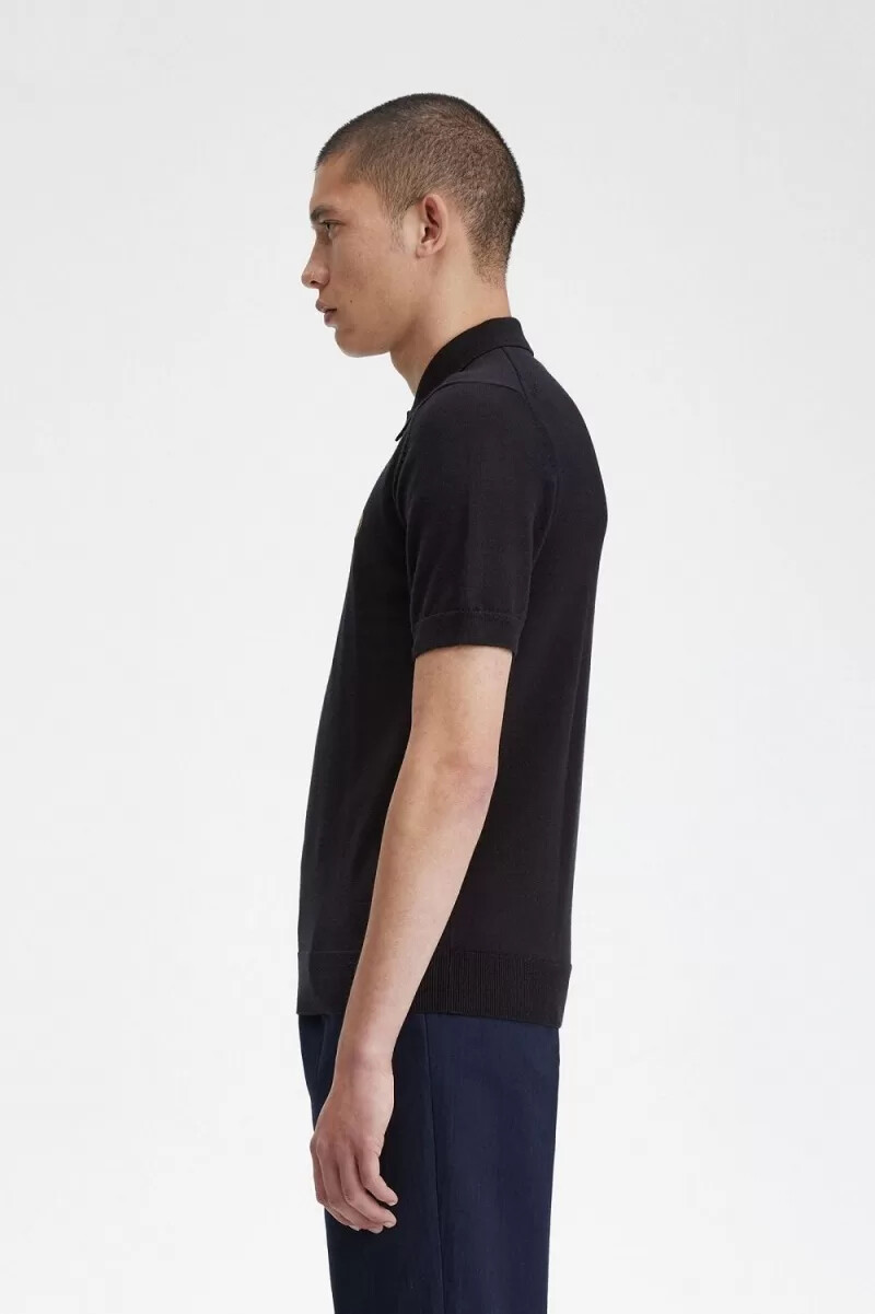 fred perry klassisches strickhemd für herren marineblau