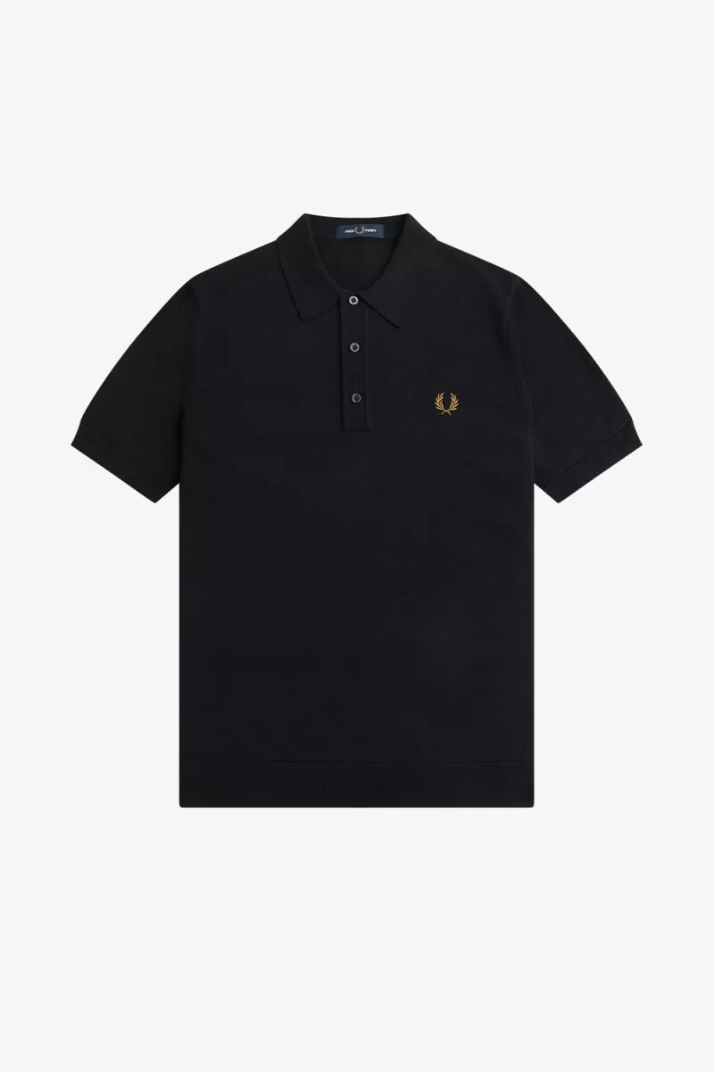 fred perry klassisches strickhemd für herren marineblau