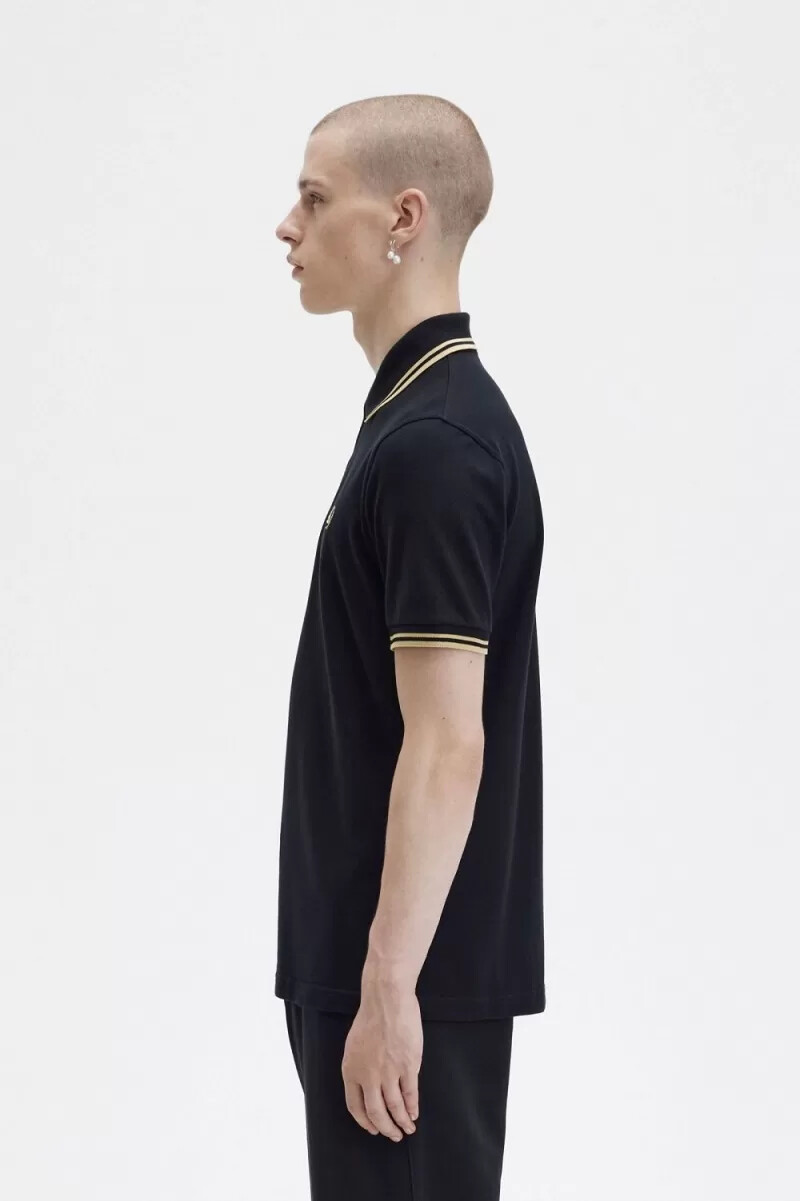 fred perry m12 herrenhemd schwarz champagner