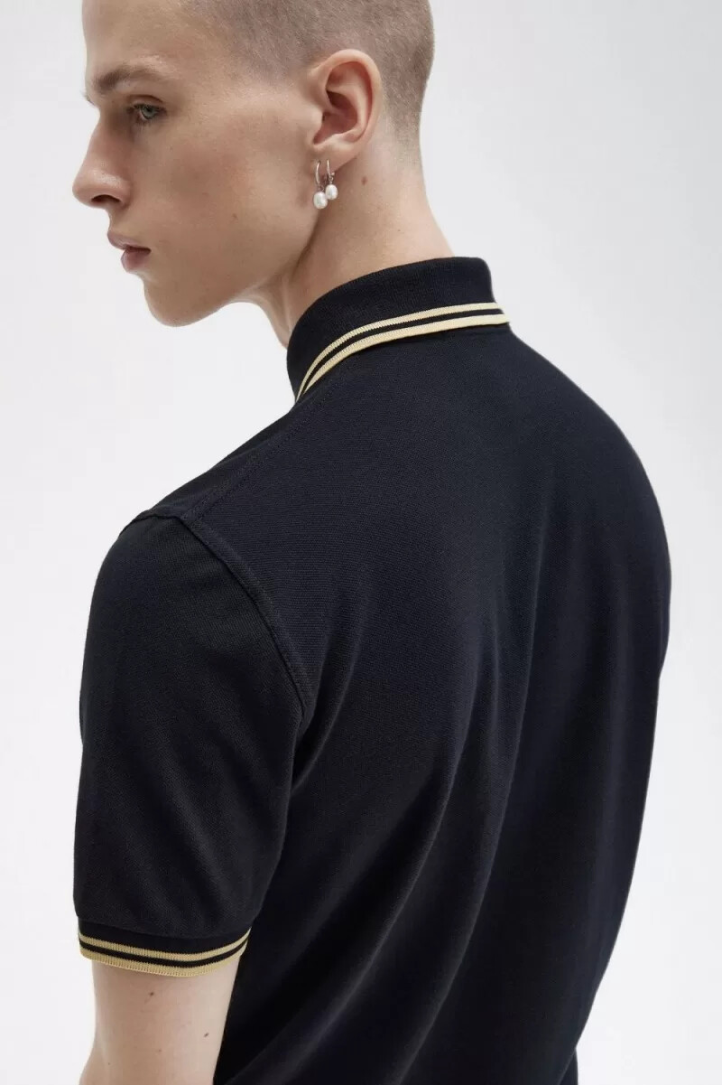 fred perry m12 herrenhemd schwarz champagner