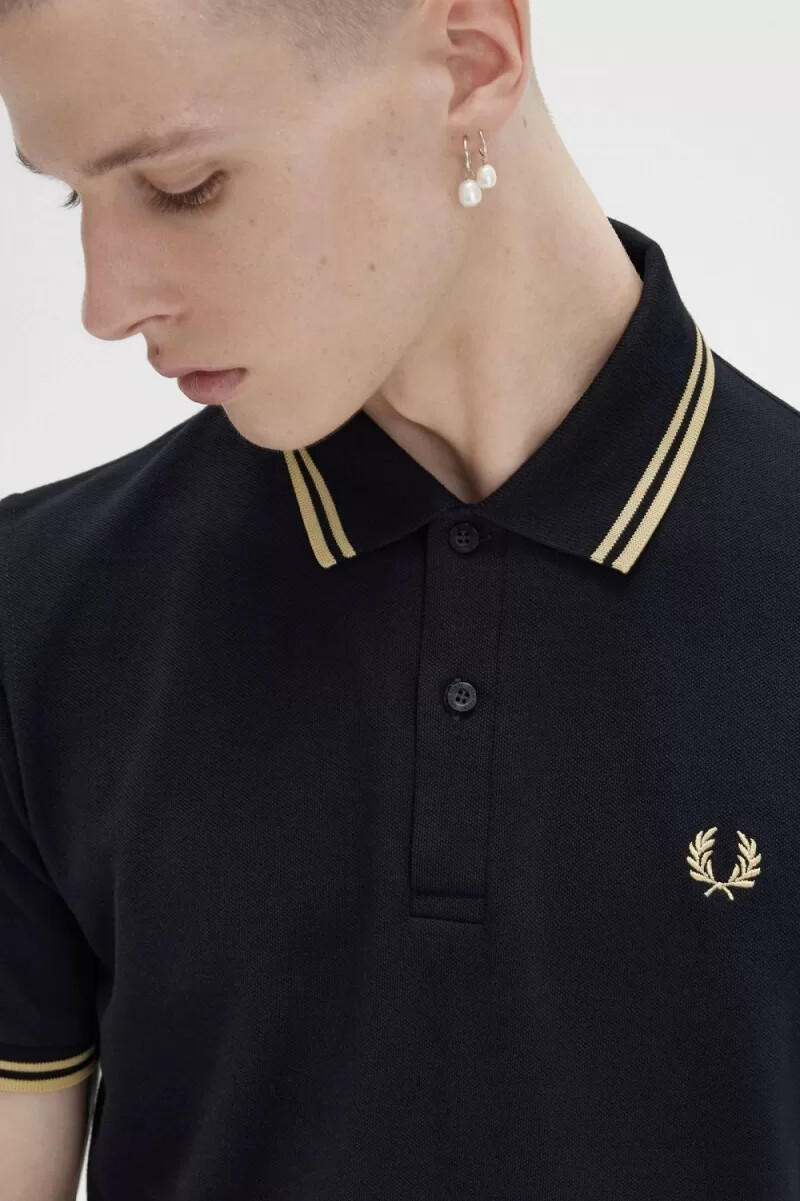 fred perry m12 herrenhemd schwarz champagner