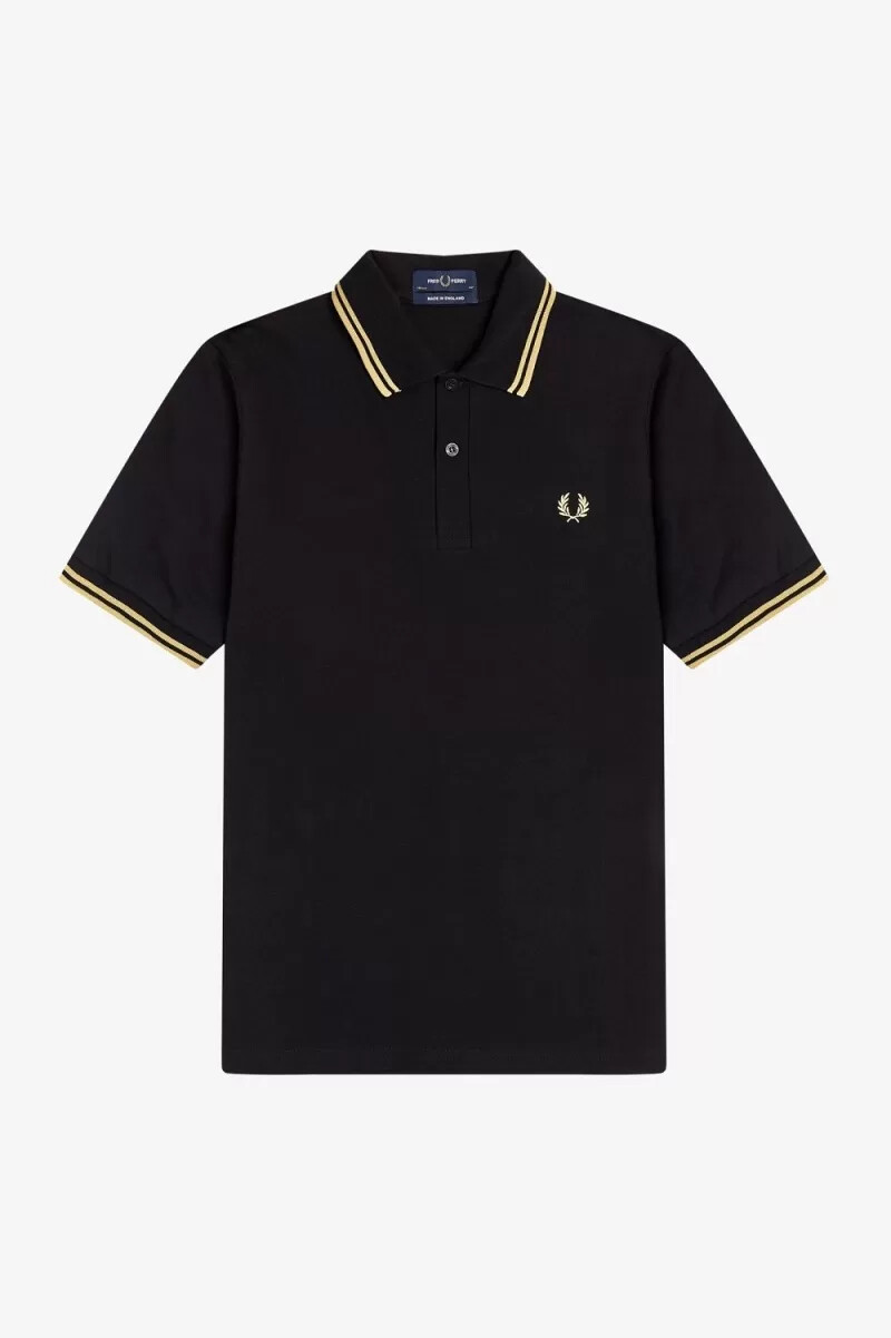 fred perry m12 herrenhemd schwarz champagner