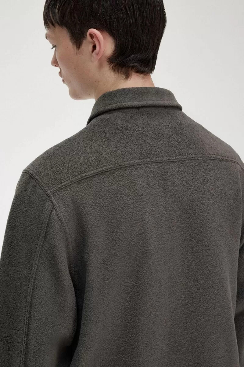 fred perry fleece herrenhemd feldgrün