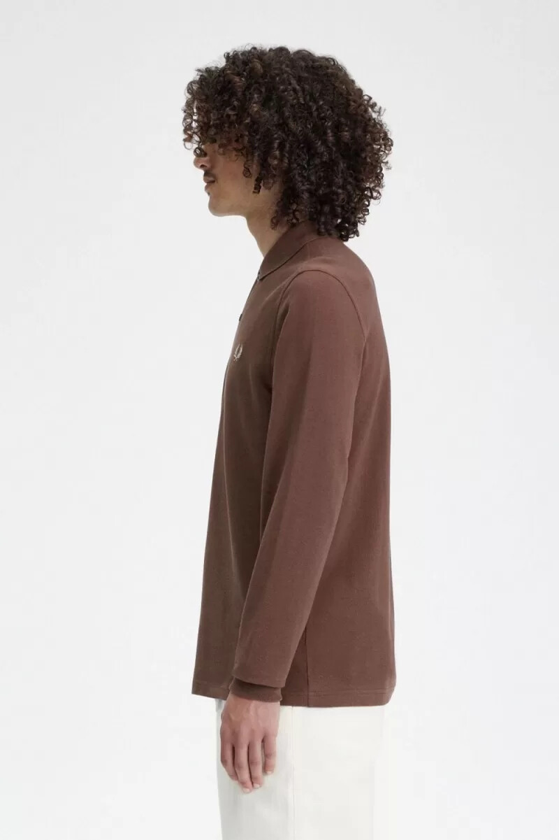 fred perry m6006 herrenhemd dunkelrot warmgrau