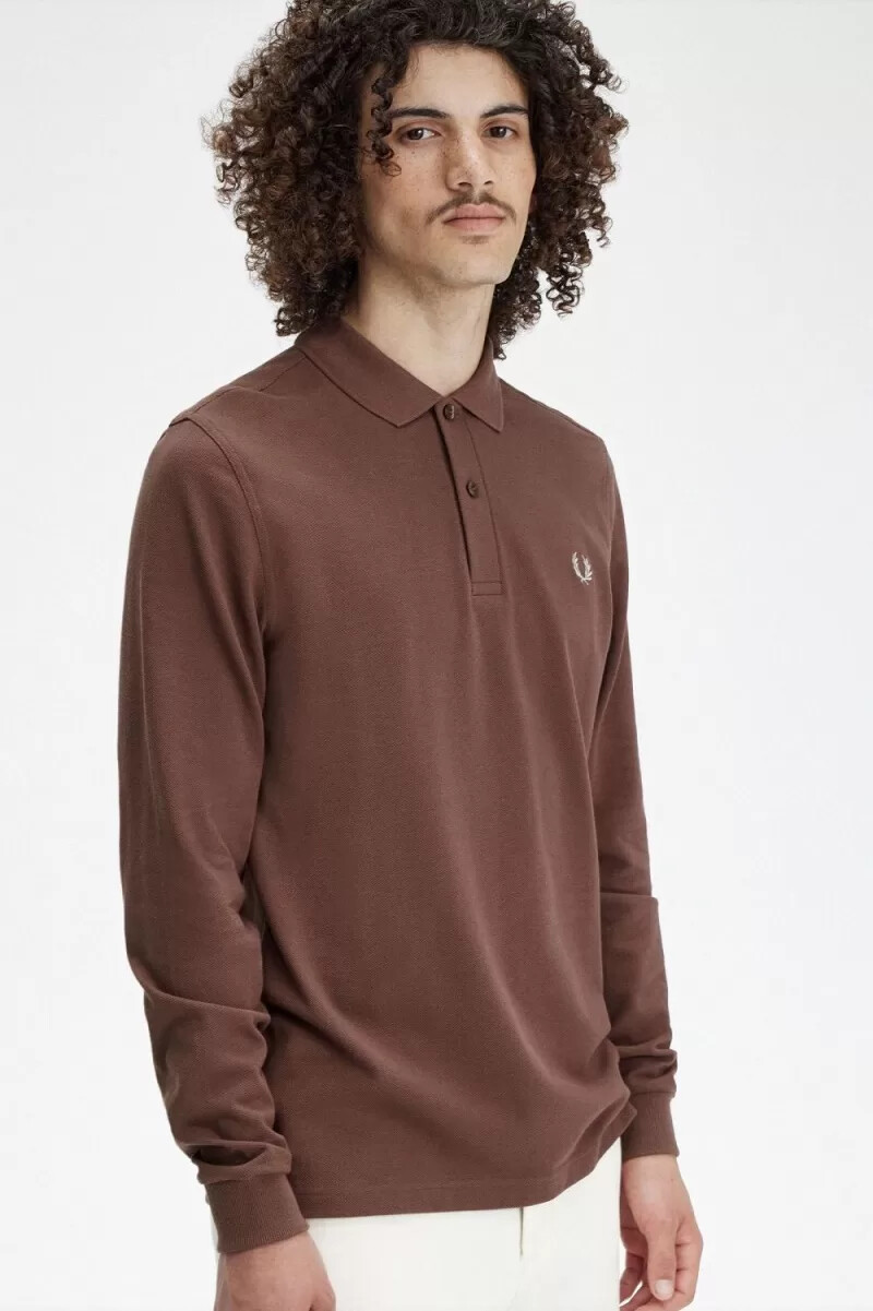 fred perry m6006 herrenhemd dunkelrot warmgrau