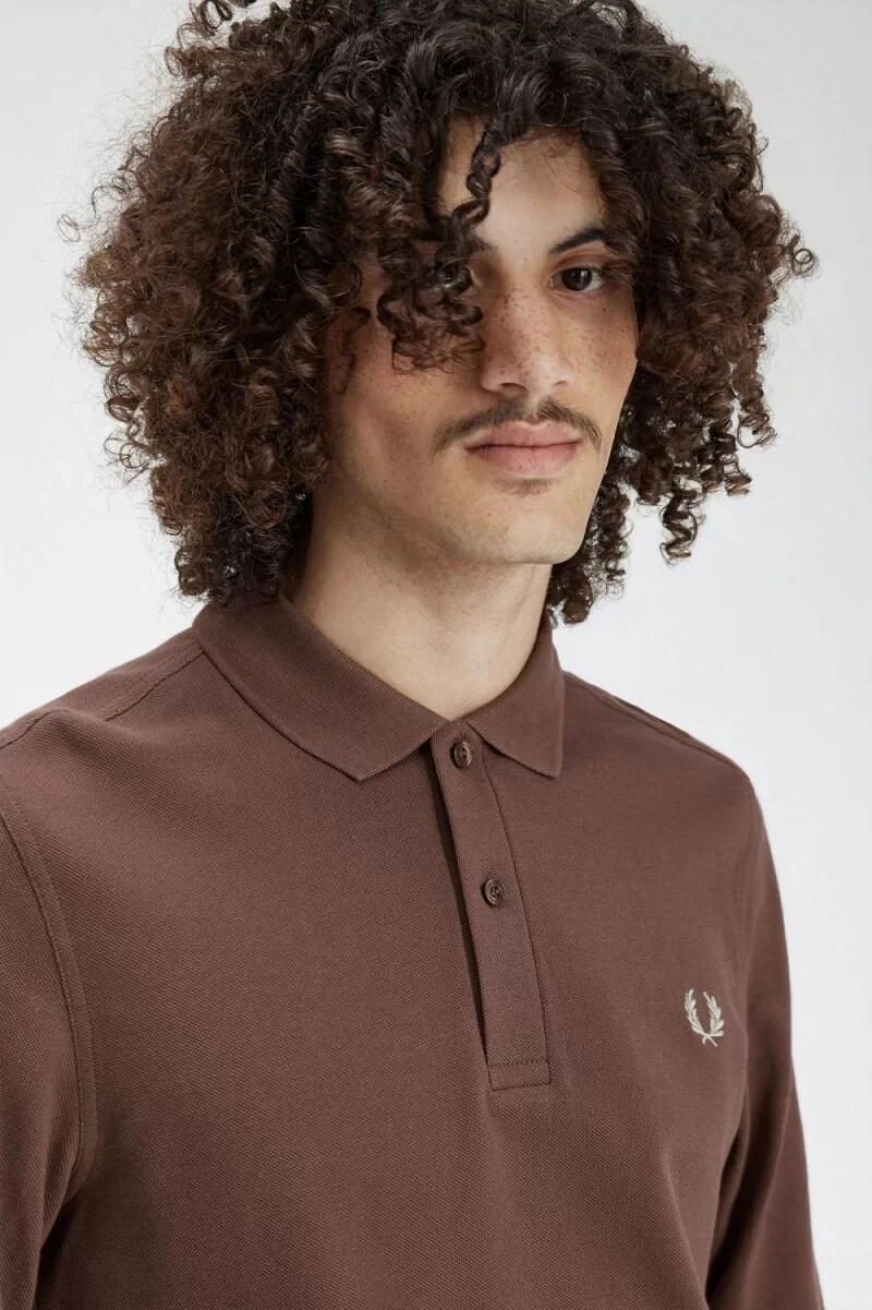 fred perry m6006 herrenhemd dunkelrot warmgrau