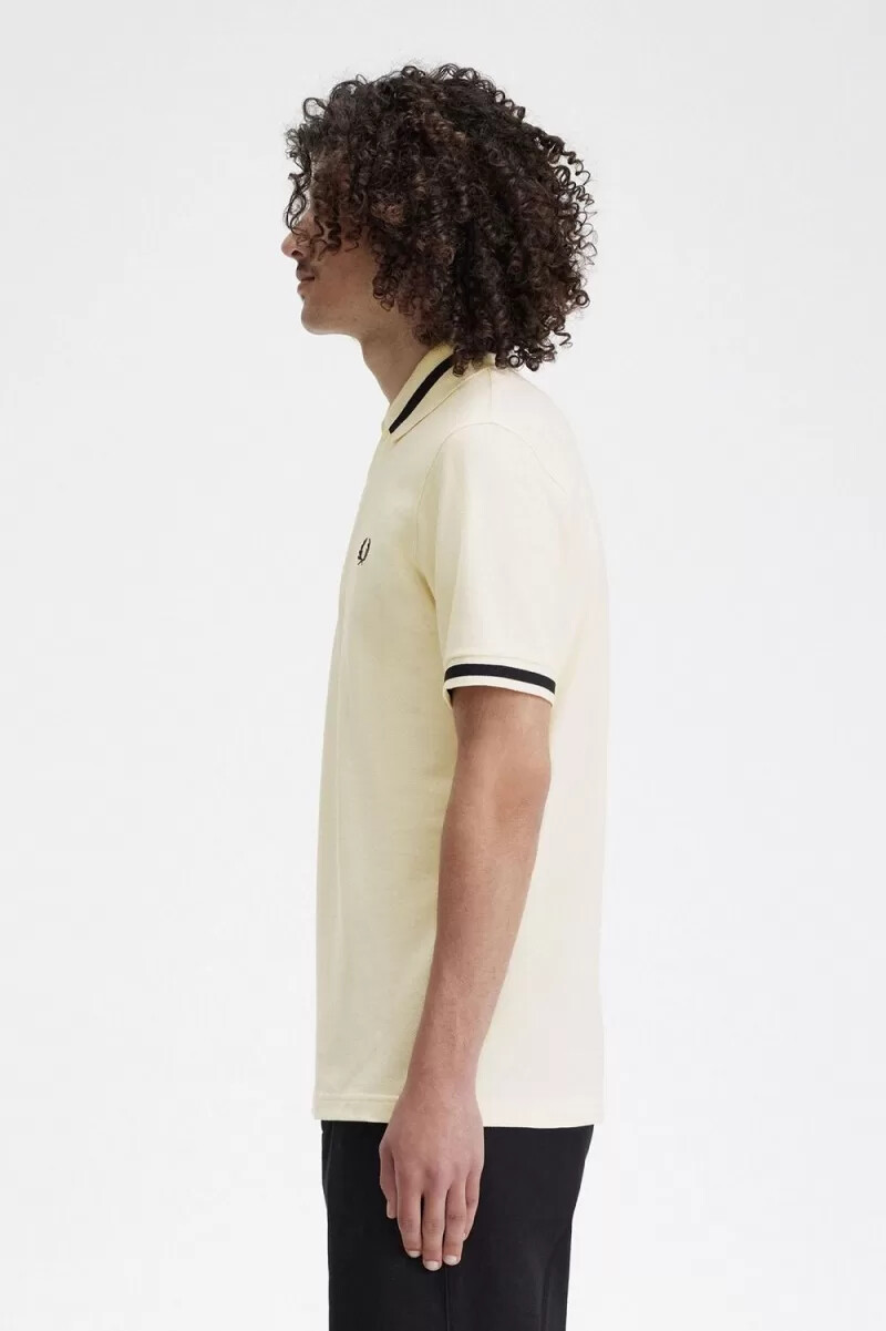 fred perry m2 herrenhemd beige schwarz