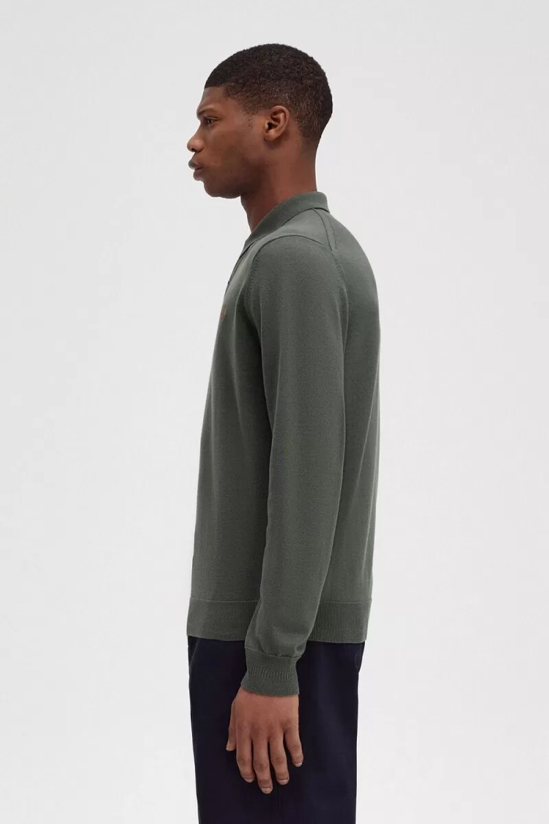 fred perry klassisches strickhemd für herren feldgrün