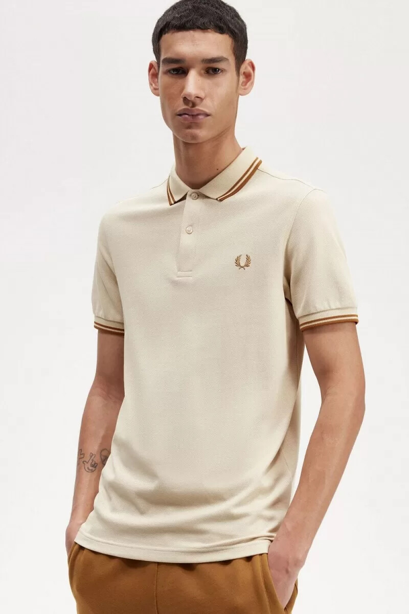 fred perry m3600 herrenhemd haferflocken-dunkelkaffee