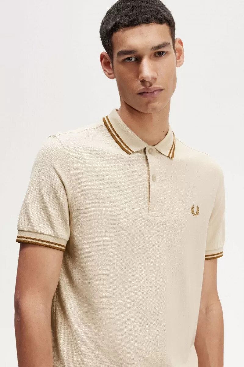 fred perry m3600 herrenhemd haferflocken-dunkelkaffee