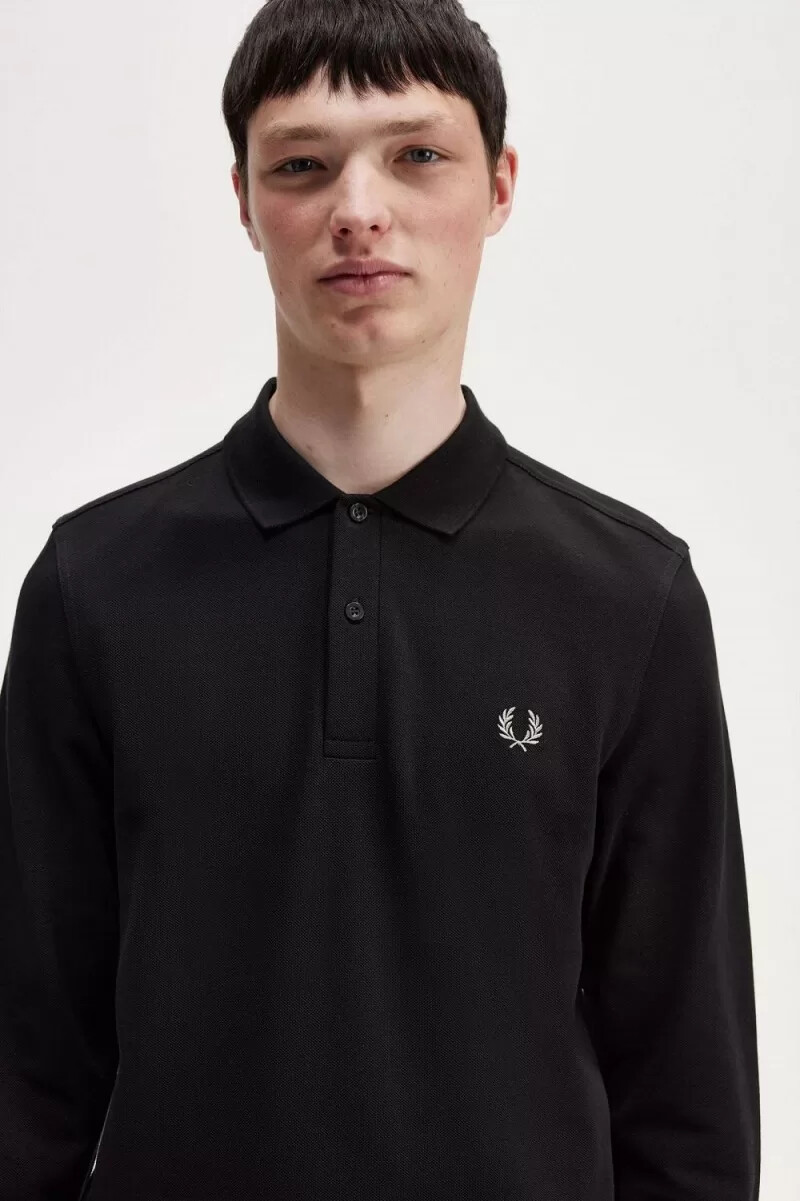 fred perry m6006 herrenhemd schwarz chrom