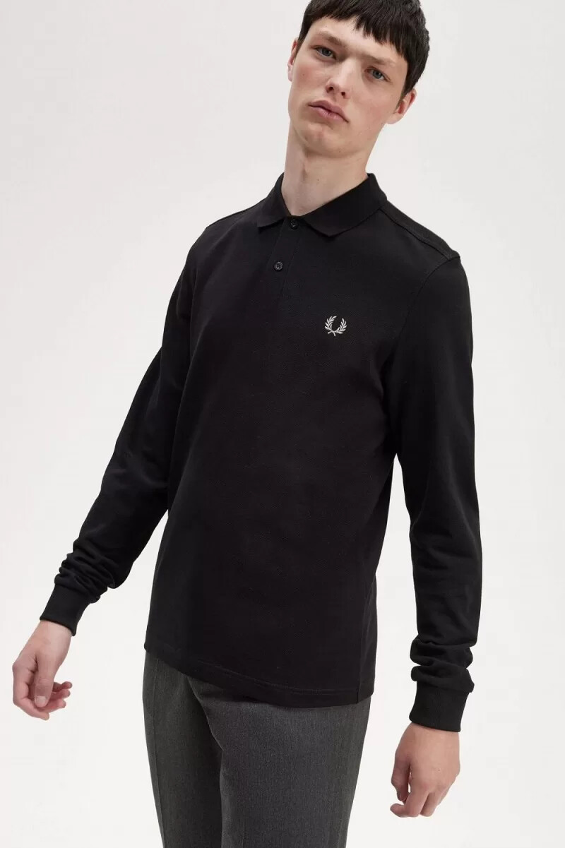 fred perry m6006 herrenhemd schwarz chrom