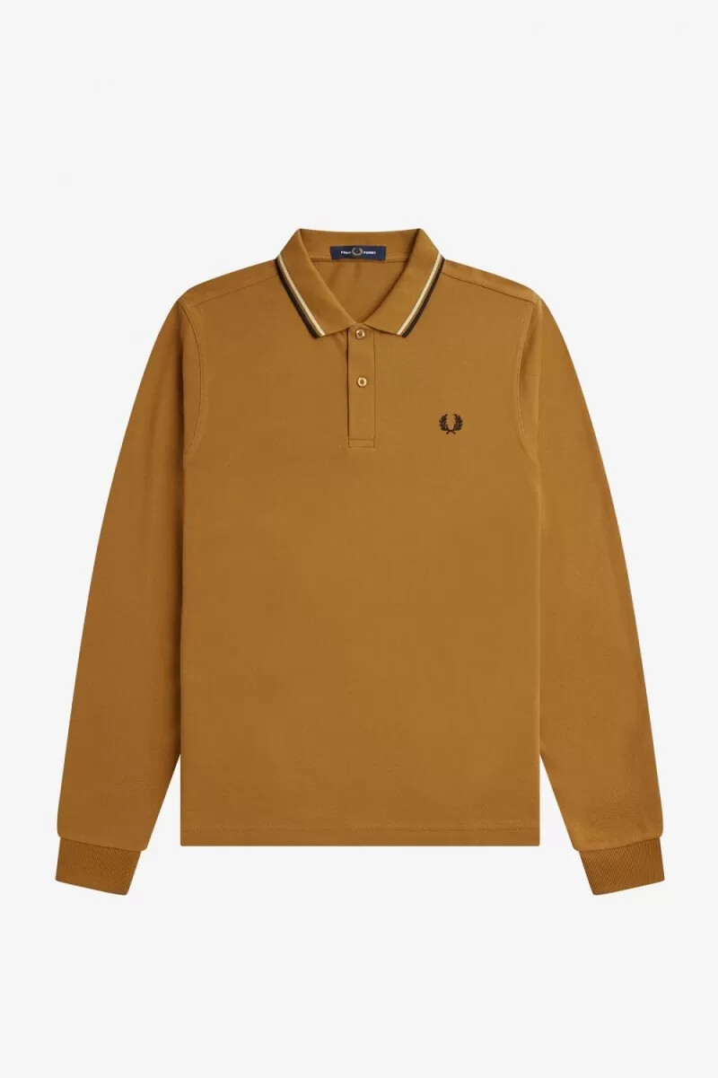 fred perry m3636 herrenhemd dunkelbraun haferflocken schwarz