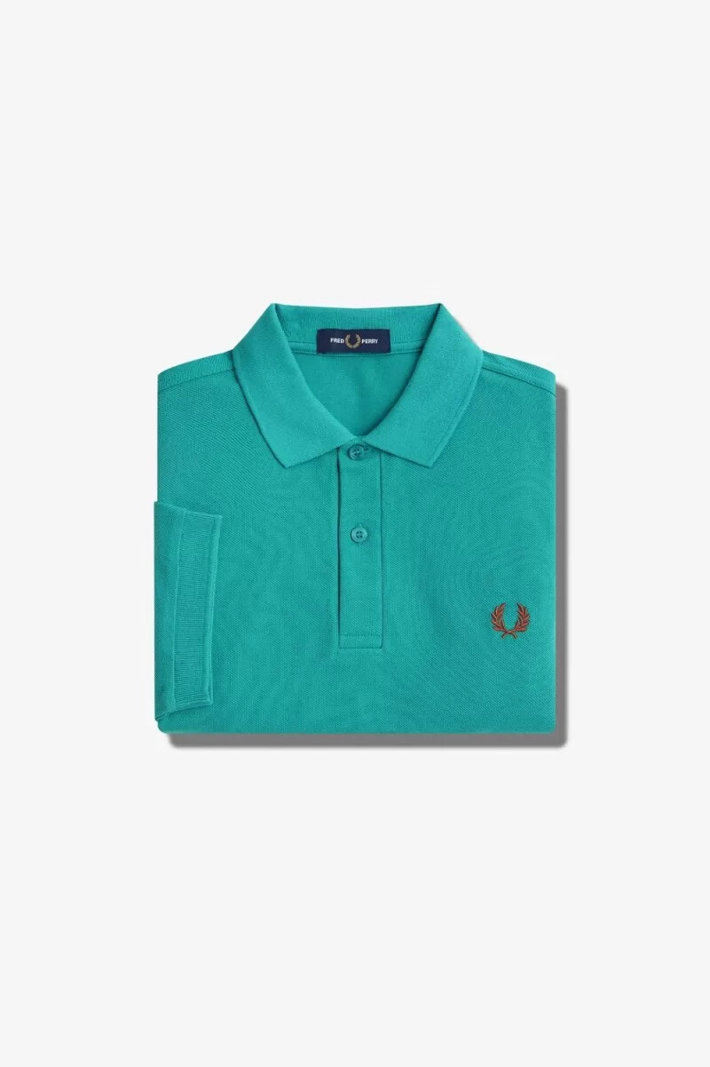 fred perry m6000 herrenhemd farbe tiefmint-whiskybraun