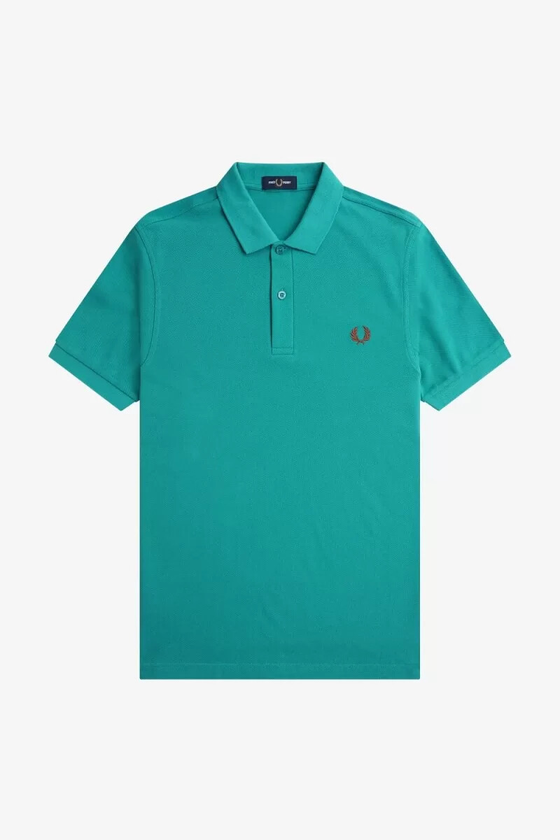 fred perry m6000 herrenhemd farbe tiefmint-whiskybraun