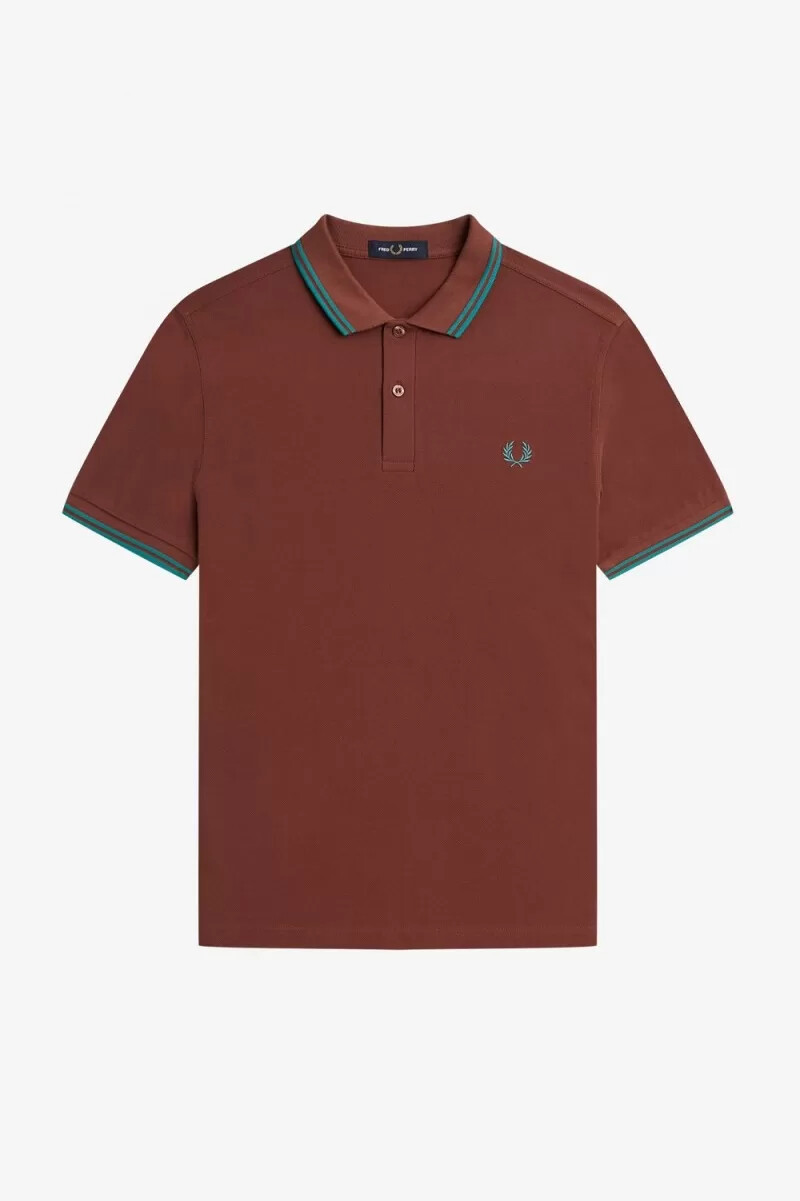 fred perry m3600 herrenhemd whiskybraun tiefmint tiefmint