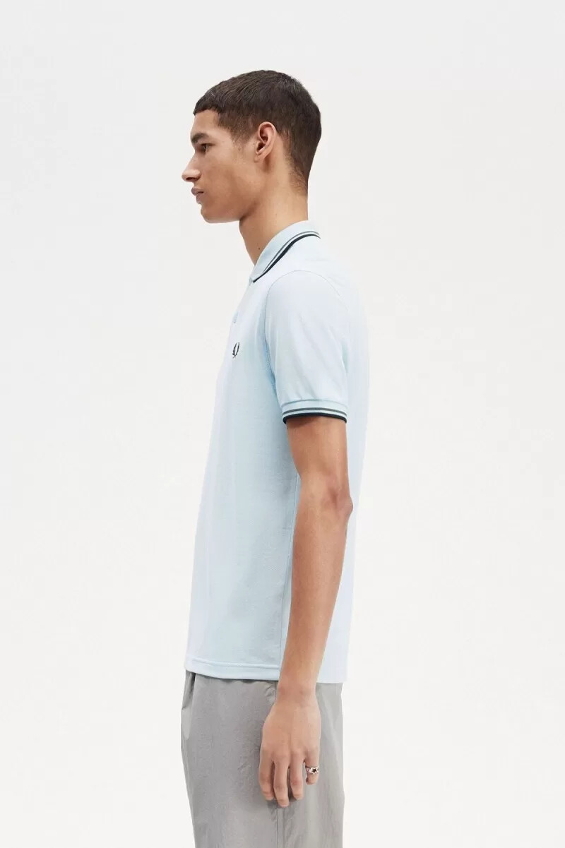 fred perry m3600 herrenhemd hellblau feldgrün schwarz