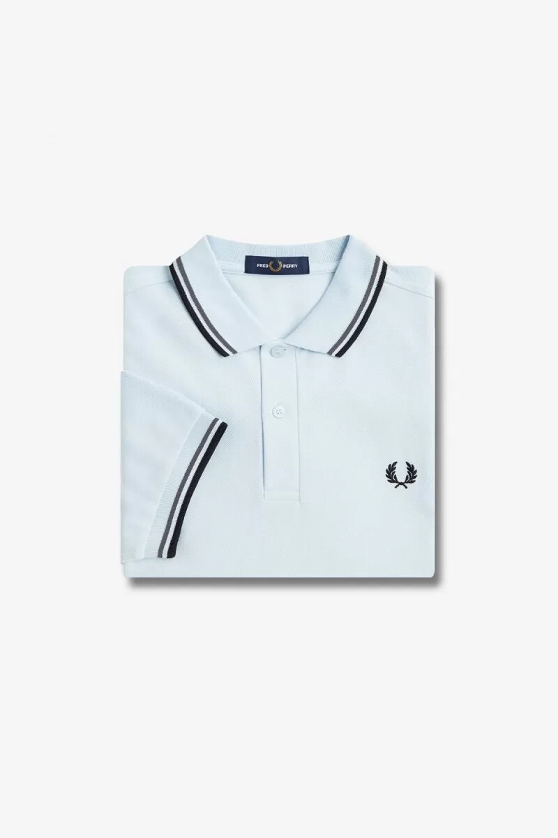 fred perry m3600 herrenhemd hellblau feldgrün schwarz