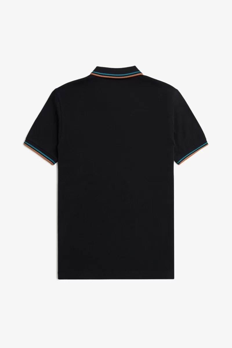 fred perry m3600 herrenhemd marineblau cyberblau hellrost