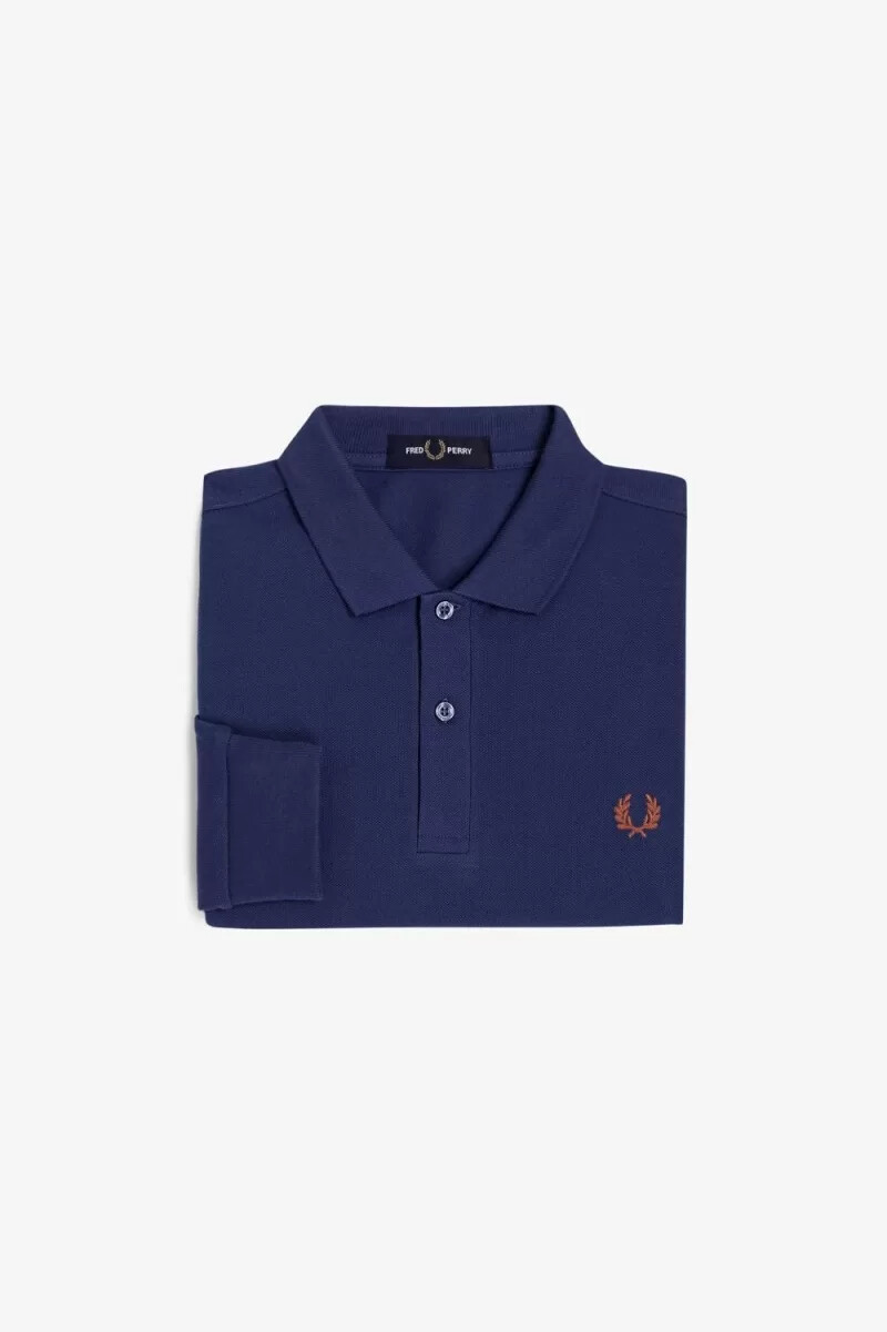 fred perry m6006 herrenhemd französischblau whiskybraun