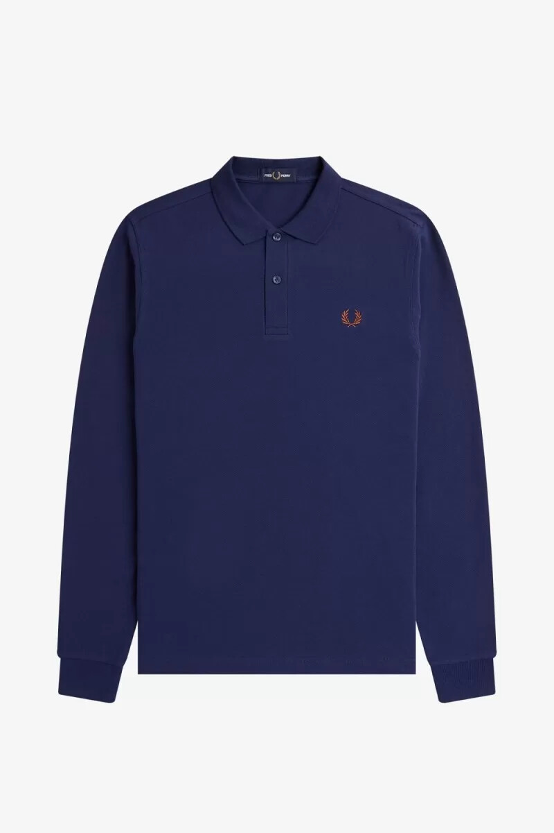 fred perry m6006 herrenhemd französischblau whiskybraun