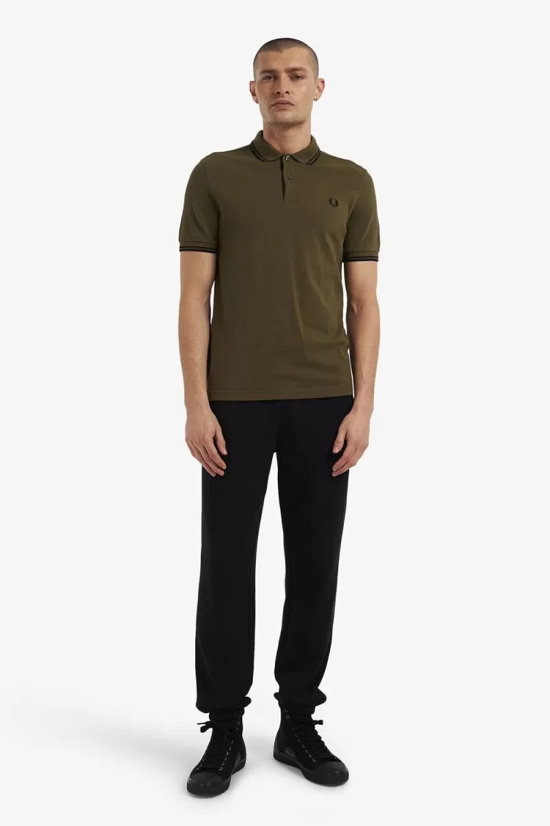 fred perry m3600 herrenhemd uniform grün schwarz
