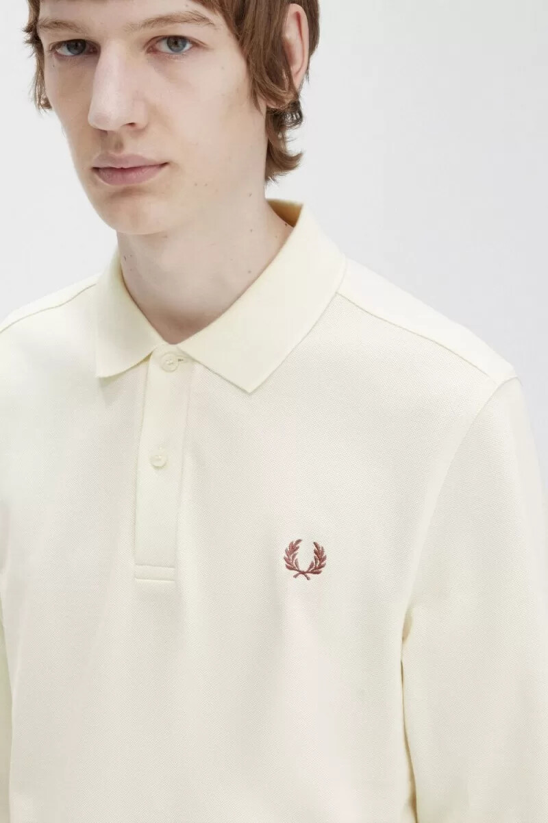 fred perry m6006 herrenhemd beige whisky braun