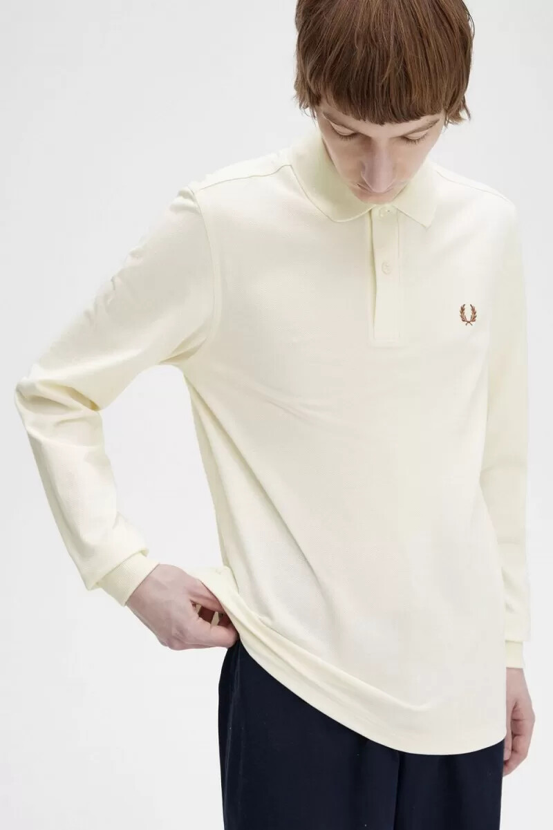 fred perry m6006 herrenhemd beige whisky braun