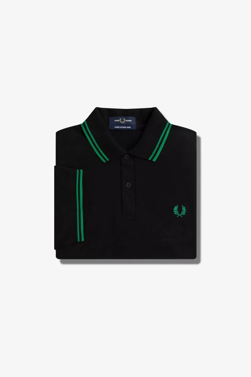 fred perry m12 herrenhemd schwarz grün