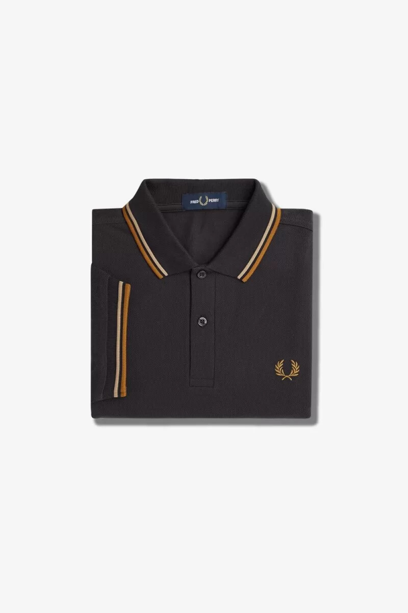 fred perry m3600 herrenhemd anchor grau grün dunkelbraun