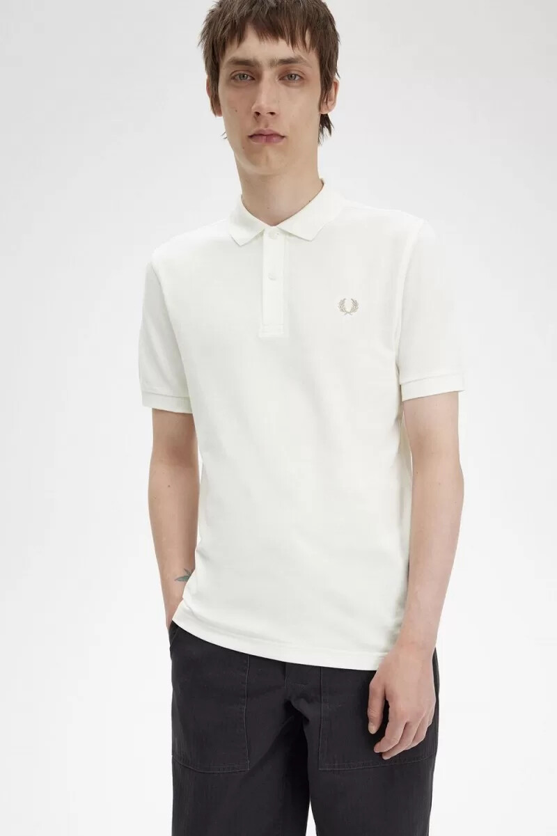 fred perry m6000 herrenhemd schneeweiß grün
