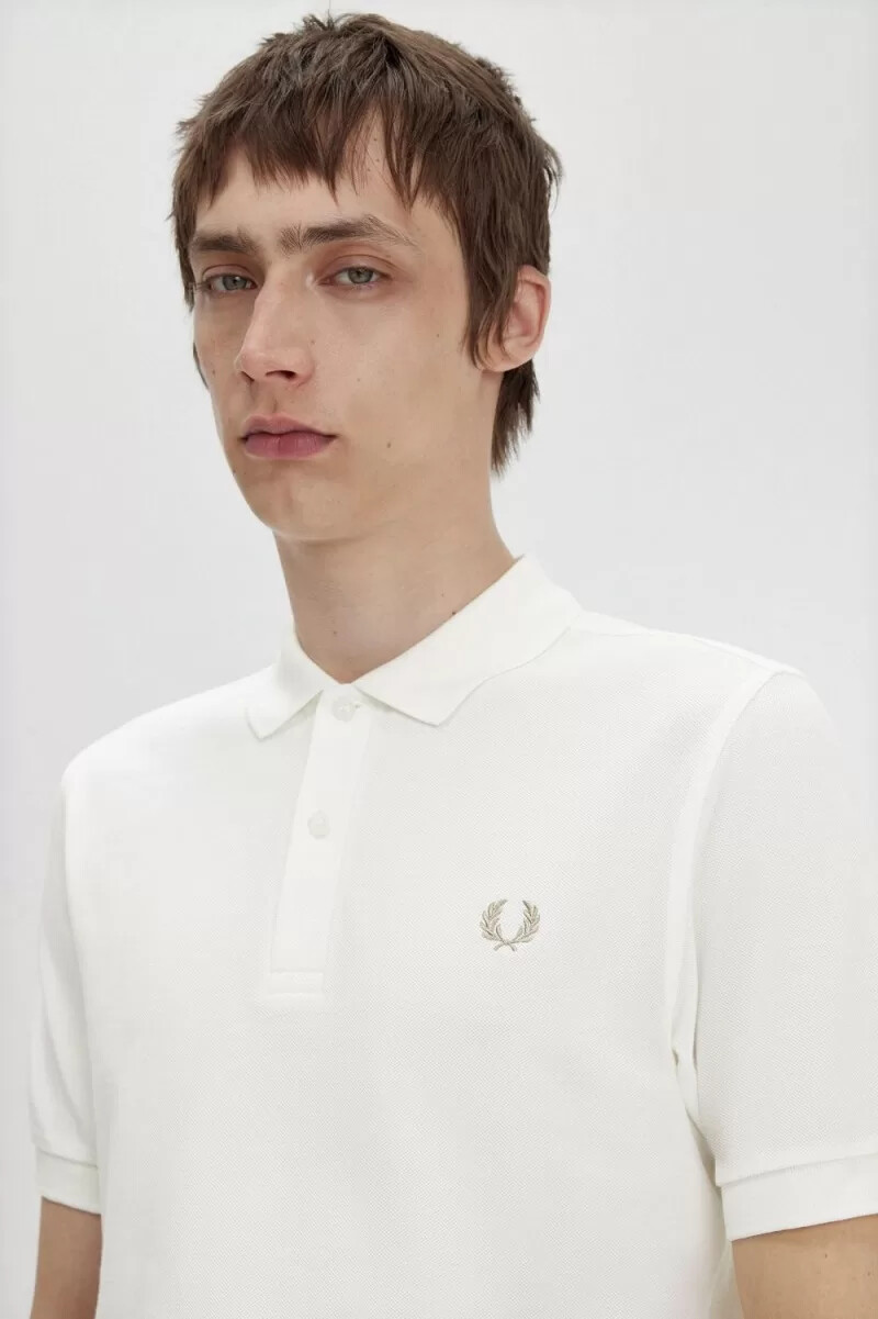 fred perry m6000 herrenhemd schneeweiß grün