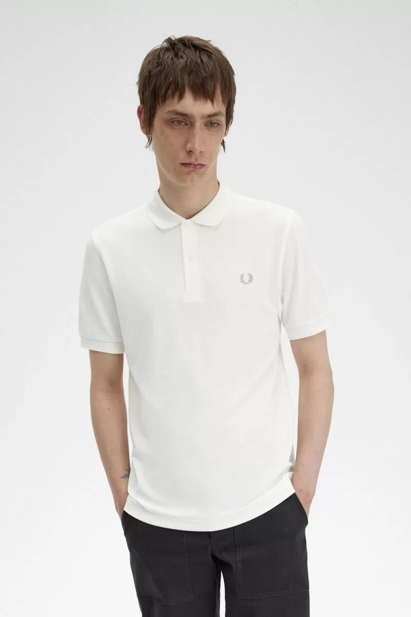 fred perry m6000 herrenhemd schneeweiß grün