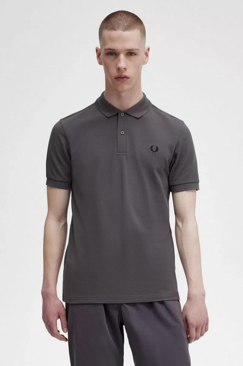 fred perry m6000 herrenhemd gunmetal schwarz