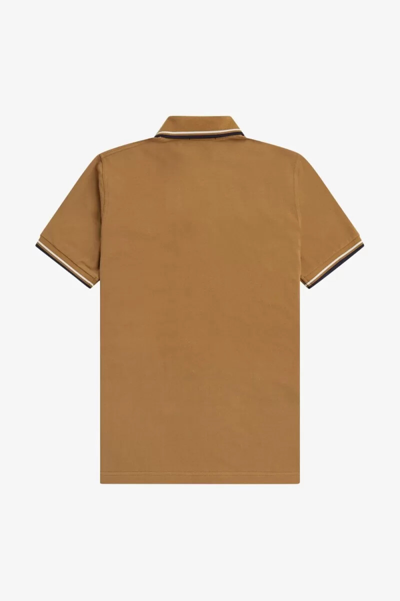 fred perry m12 herrenhemd dunkelbraun beige marineblau