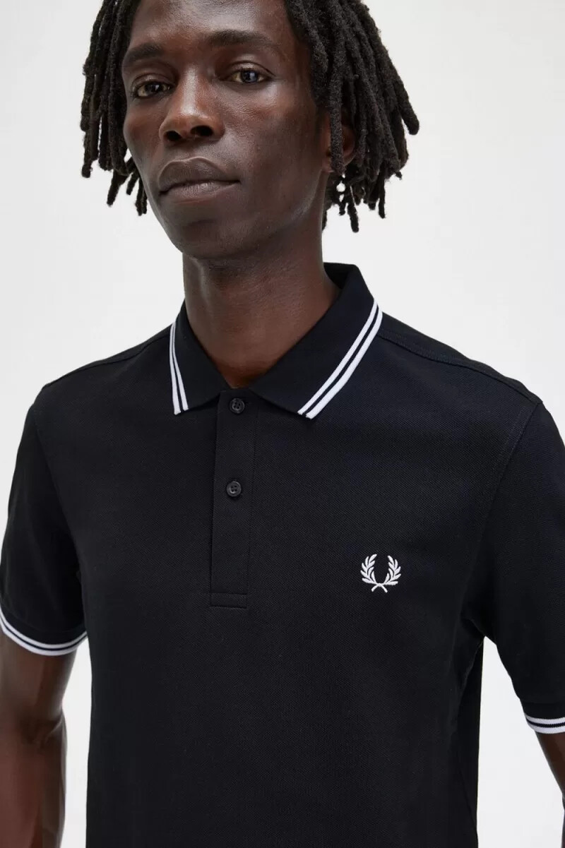 fred perry m3600 herrenhemd schwarz weiß
